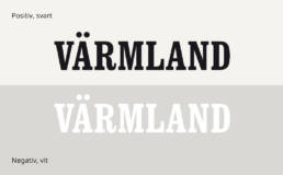 Hur Varumärket Värmland-logotypen används i både positiv och negativ version.